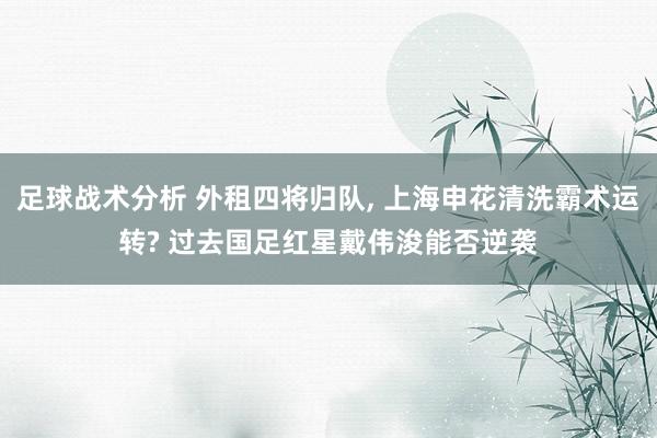 足球战术分析 外租四将归队, 上海申花清洗霸术运转? 过去国足红星戴伟浚能否逆袭