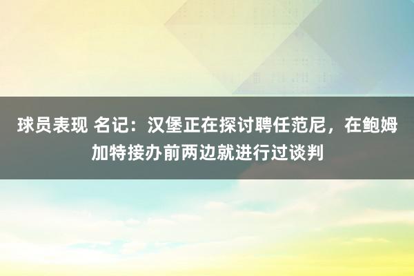 球员表现 名记：汉堡正在探讨聘任范尼，在鲍姆加特接办前两边就进行过谈判