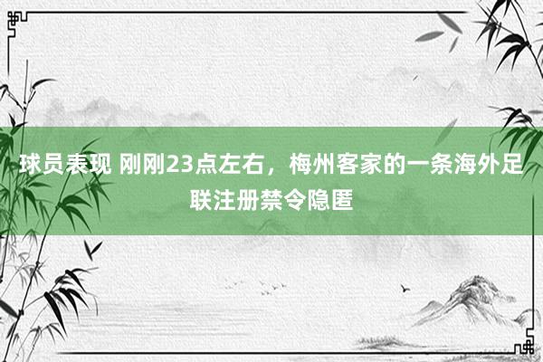 球员表现 刚刚23点左右，梅州客家的一条海外足联注册禁令隐匿