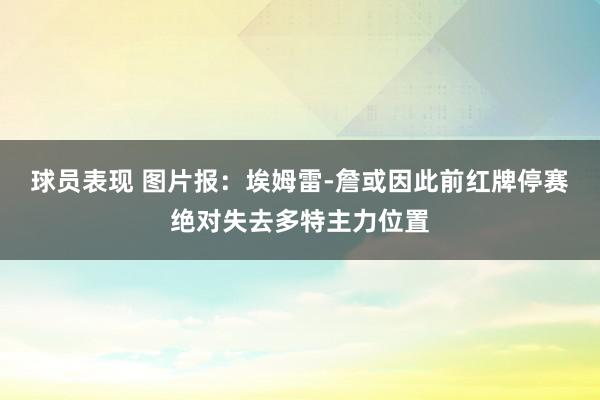 球员表现 图片报：埃姆雷-詹或因此前红牌停赛绝对失去多特主力位置