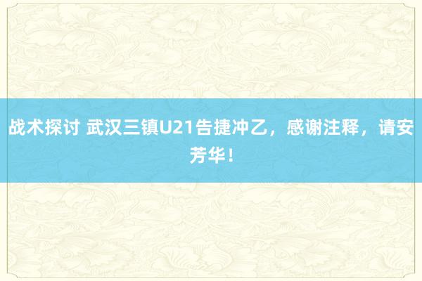 战术探讨 武汉三镇U21告捷冲乙，感谢注释，请安芳华！