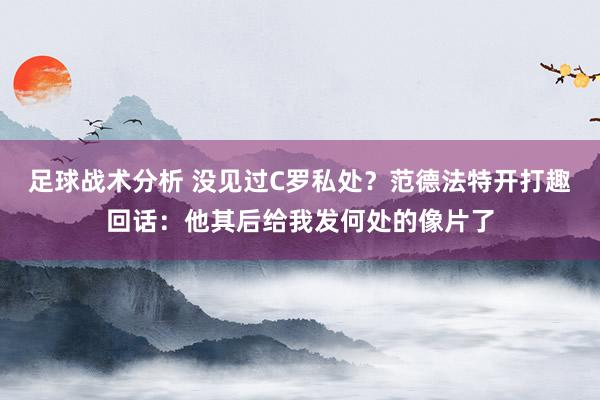 足球战术分析 没见过C罗私处？范德法特开打趣回话：他其后给我发何处的像片了