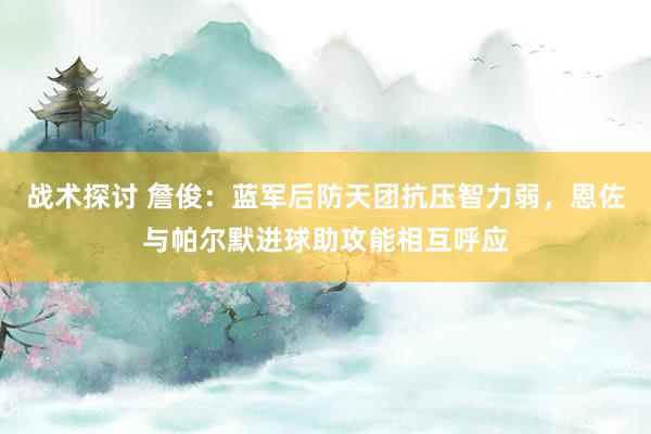 战术探讨 詹俊：蓝军后防天团抗压智力弱，恩佐与帕尔默进球助攻能相互呼应